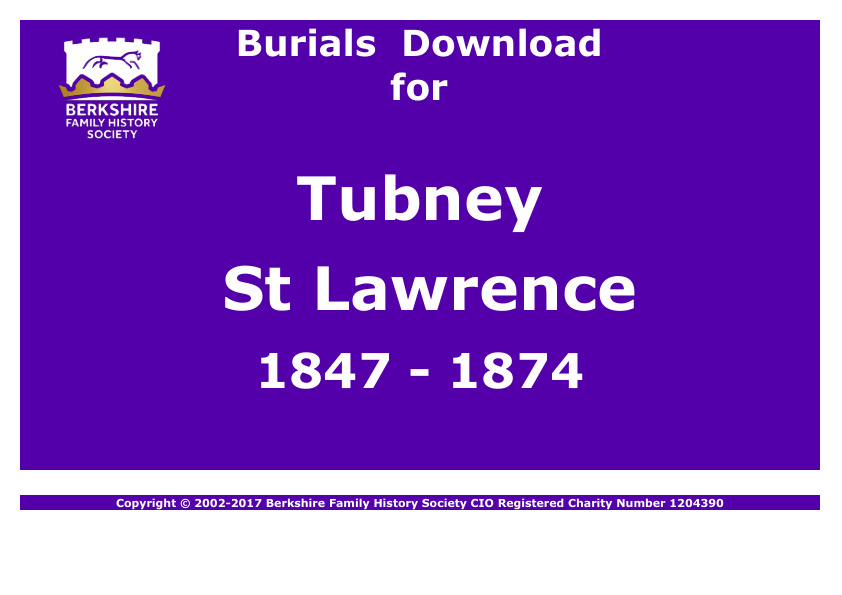 Tubney St Lawrence Burials 1847-1874 Download D1227