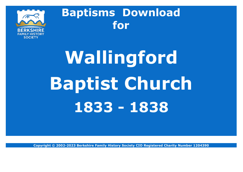 Wallingford Baptist Church Baptisms 1833-1838 Download D1708