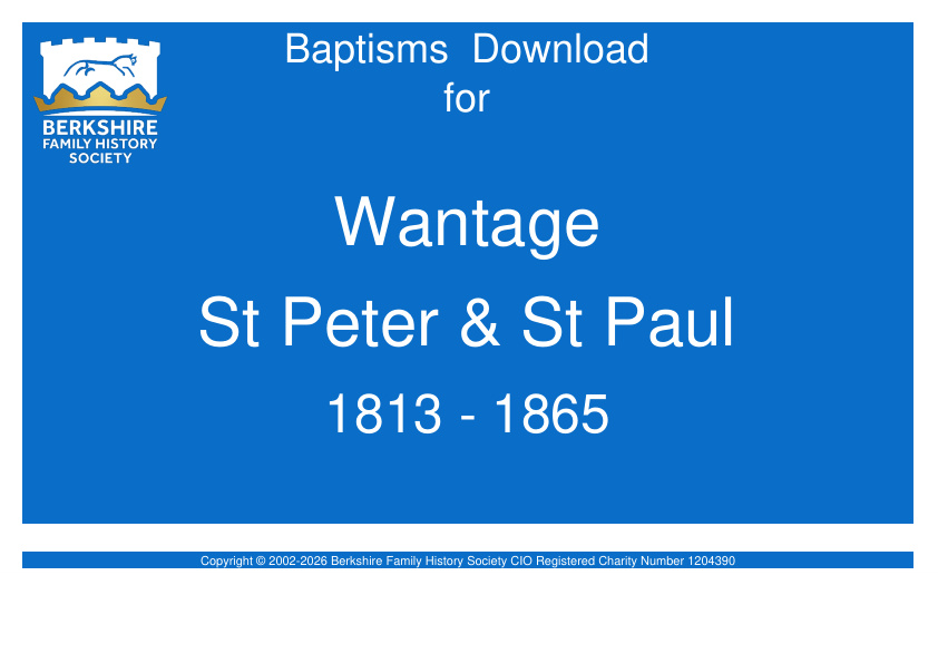 Wantage St Peter & St Paul Baptisms 1813-1865 Download D1937