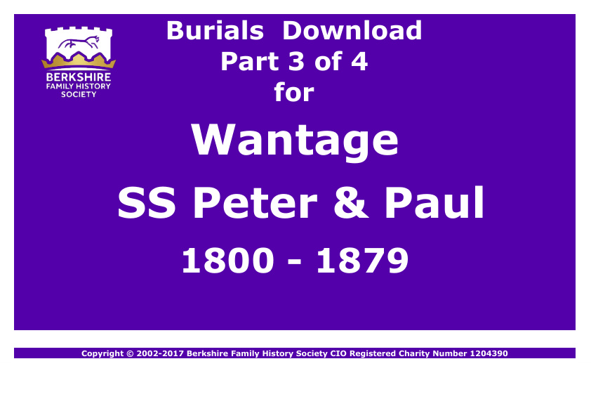 Wantage St Peter & St Paul Burials 1800-1879 Download D1349 Part 3 of 4