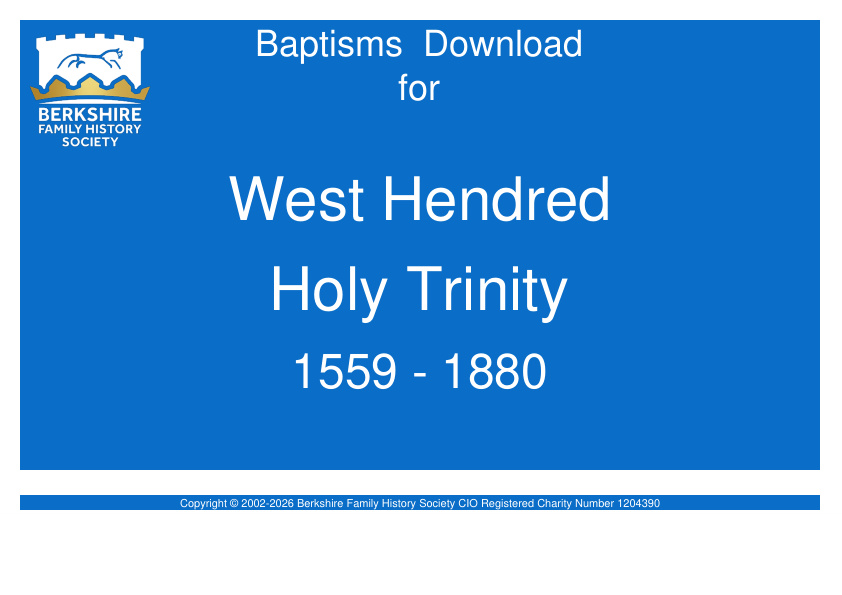West Hendred Holy Trinity Baptisms 1559-1880 Download D1940
