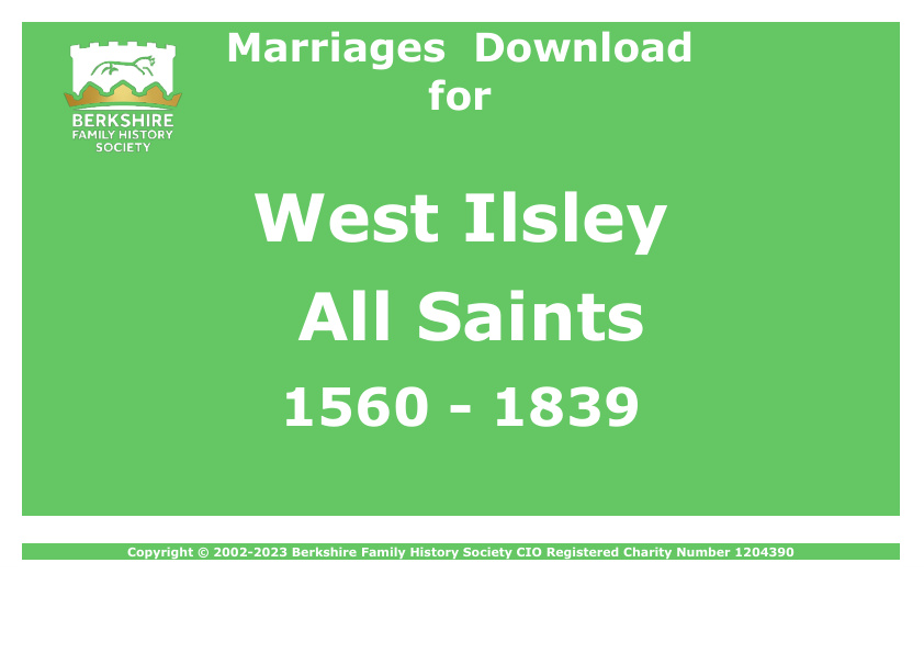 West Ilsley All Saints Marriages 1560-1839 Download D1539