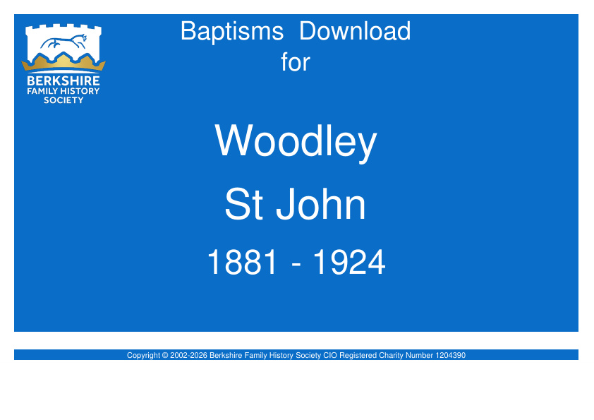 Woodley St John Baptisms 1881-1924 Download D1942